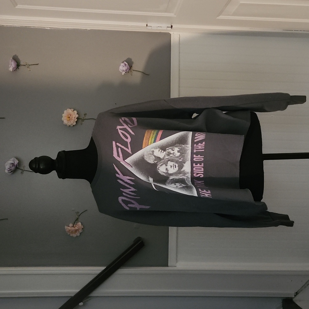 XXL Grayson Threads Gray Pink Floyd Fleece Lined Cropped Sweatshirt
